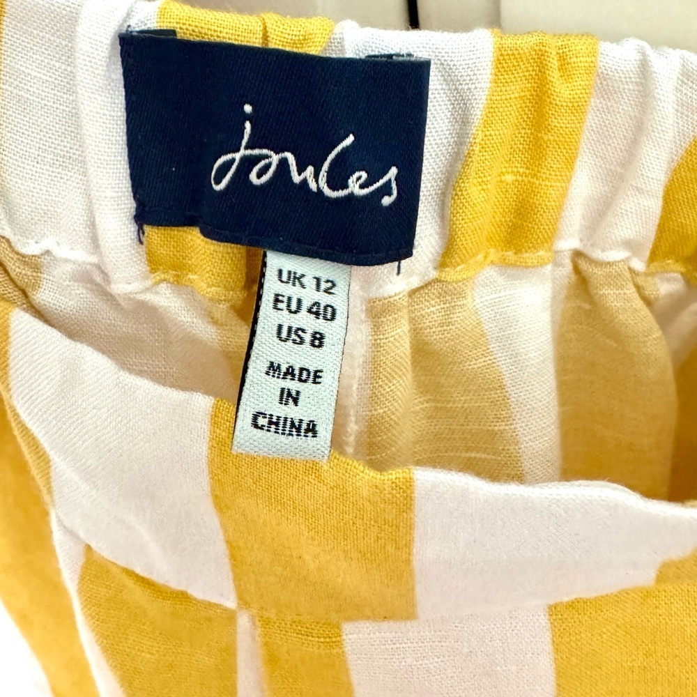 Joules Coretta Stripe High Rise Shorts in Yellow/White - Picture 7 of 11